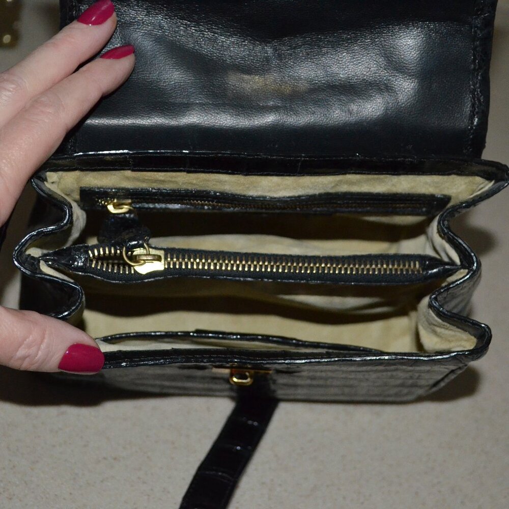 NWT $2650 Nancy Gonzalez Black Crocodile Top Handle Shoulder Handbag - Picture 8 of 11